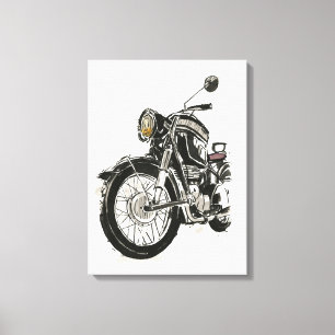 Motorfietsen in inkt IV Canvas Afdruk