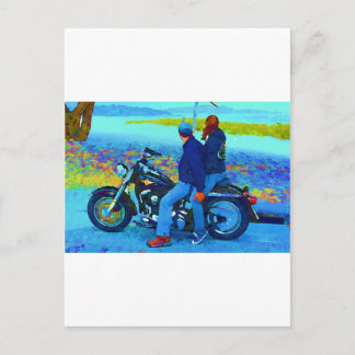 Motorfietsen op de beacg briefkaart