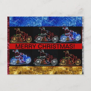 Motorfietsen op een kerstkaart feestdagenkaart