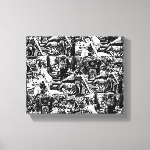 Motorfietsenrijders rijwielen - Gegevens Canvas Afdruk