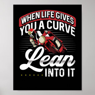 Motorfietser als live je een curve geeft poster