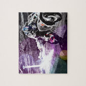 motorfietser met motorfietswiel legpuzzel (Verticaal)