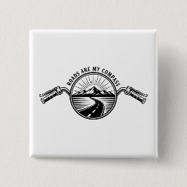 Motorfietshorizon Avontuur      Vierkante Button 5,1 Cm