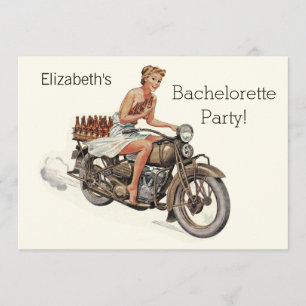 motorfietsmeisjes en beer Bachelorette Kaart