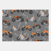 Motorfietspatroon Gift Biker Tools Grey Oranje Inpakpapier Vel (Voorkant 2)