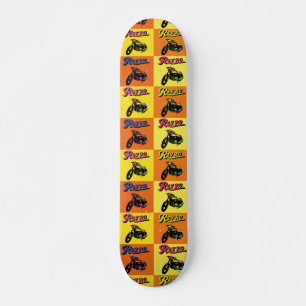 Motorfietspatroon retro 70s popart skateboard