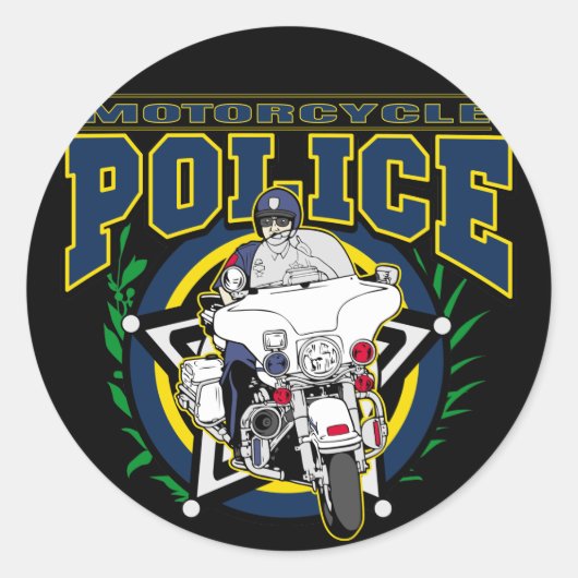 Motorfietspolitie Ronde Sticker (Voorkant)