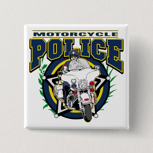 Motorfietspolitie Vierkante Button 5,1 Cm (Voorkant)