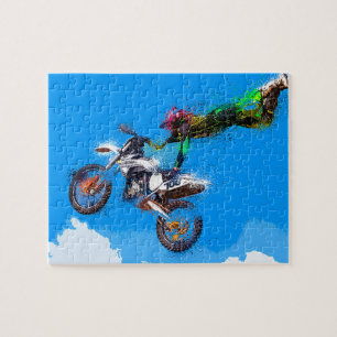 Motorfietsriddermotoverspringen Legpuzzel