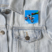 Motorfietsriddermotoverspringen Vierkante Button 5,1 Cm (In situ)