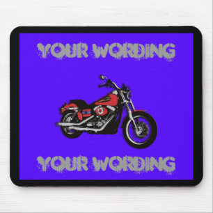 Motorfietsrode motormousepad (voeg de tekst toe) muismat