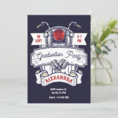 Motorgarage iconische afstudeerfeest kaart (Staand voorkant)