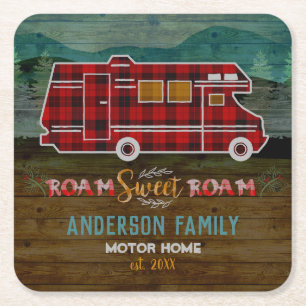 Motorhome RV Camper Travel Van Rustic - Aangepast Vierkante Kartonnen Onderzetter