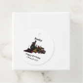 Motorlocomotief, afbeelding van cartoon bedankjes labels (In situ)