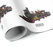 Motorlocomotief, afbeelding van cartoon cadeaupapier (Rol Hoek)