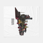 Motorlocomotief, afbeelding van cartoon fleece deken (Voorkant (Horizontaal))