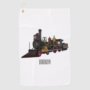 Motorlocomotief, afbeelding van cartoon golfhanddoek