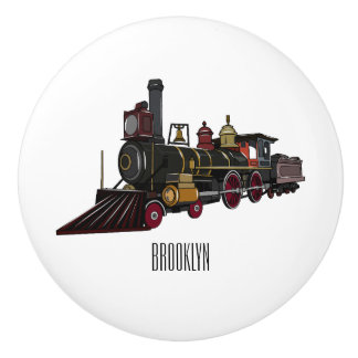 Motorlocomotief, afbeelding van cartoon keramische knop