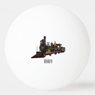 Motorlocomotief, afbeelding van cartoon pingpongballen