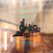 Motorlocomotief, afbeelding van cartoon raamsticker (Vel 2)