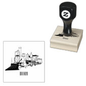 Motorlocomotief, afbeelding van cartoon 	rubberstempel (Gestempeld)