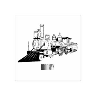 Motorlocomotief, afbeelding van cartoon rubberstempel