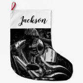 Motorrijcyclus sluiten grote kerstsok (Voorkant)