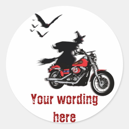 Motorrijden heks stickers - aanpassen (Voorkant)