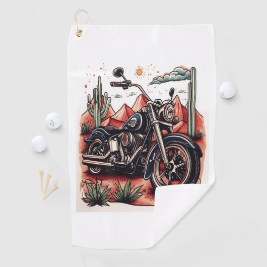 Motorrijden in Desert Cactus Westerne Set Golfhanddoek (Insitu)