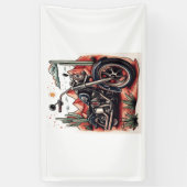 Motorrijden in Desert Cactus Westerne Set Spandoek (Verticaal)