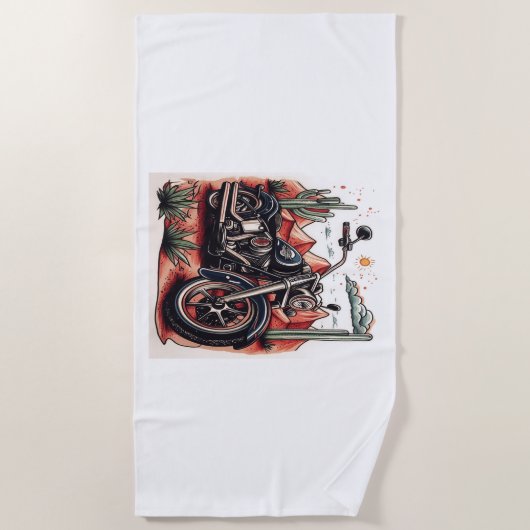 Motorrijden in Desert Cactus Westerne Set Strandlaken (Voorkant)