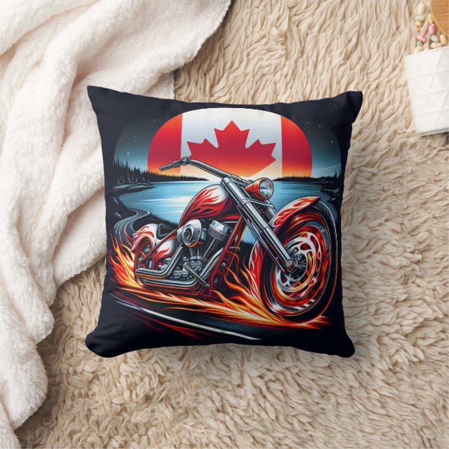 Motorrijden onder Canadese vlag zonsondergang Kussen (Deken)