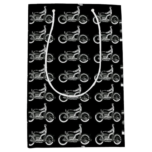 motorrijder Antiek fiets Medium Cadeauzakje (Voorkant)