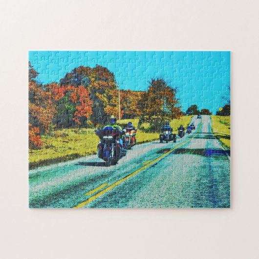 Motorrijder Biker Road Trip Kunst Puzzel (Horizontaal)