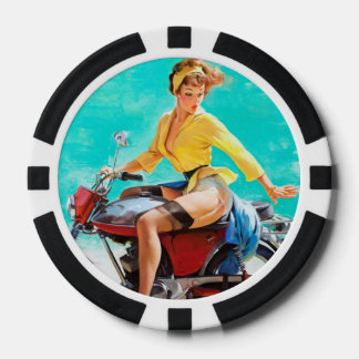  Motorrijder Gil Elvgren Pinup Meisje Pokerchips