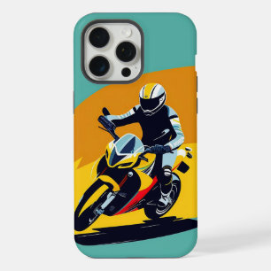 Motorrijder helt zich in een scherpe bocht iPhone 15 pro max hoesje