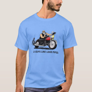 motorrijder met oud man, motorrijwielen met luide t-shirt