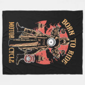 Motorrijder met vintage motor fleece deken (Voorkant (Horizontaal))