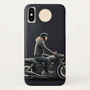 Motorrijder onder maanverlichte hemel iPhone x hoesje