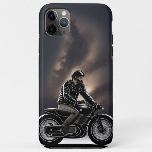 Motorrijder onder maanverlichte hemel iPhone 11 pro max hoesje