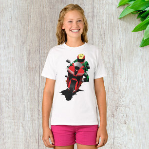 Motorrijder op een rode motor t-shirt