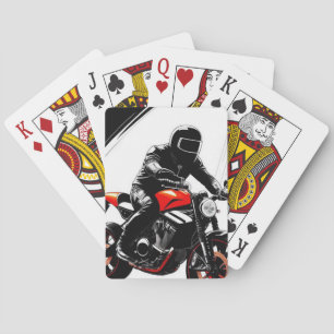 Motorrijder op een stijlvolle straatmotor pokerkaarten