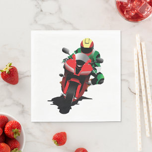 Motorrijder Rijden Rode Sportbike Servet