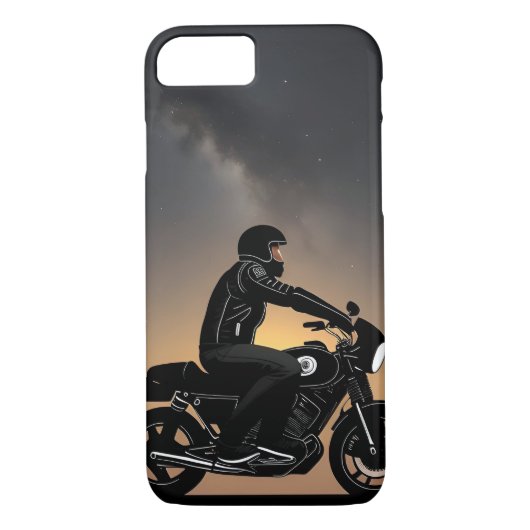 Motorrijder rijdt onder maanverlichte hemel Case-Mate iPhone case (Achterkant)