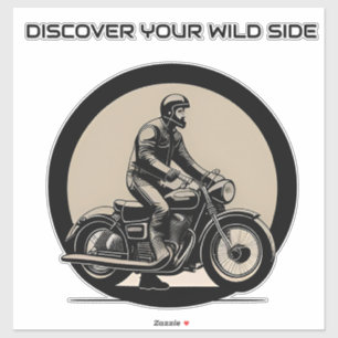 Motorrijder rijdt op klassieke motorfiets sticker