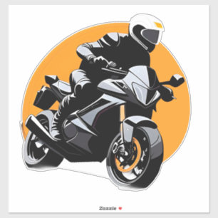 Motorrijder rijdt op sportmotor sticker