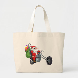 motorrijder santa claus grote tote bag