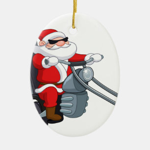 motorrijder santa claus keramisch ornament