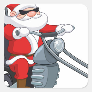 motorrijder santa claus vierkante sticker