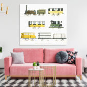 Motorrijtuigen die op de spoorweg worden ingezet, canvas afdruk (Insitu (Woonkamer))